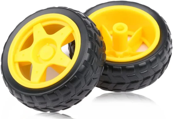 A Pair of Yellow Rubber Tire Wheel for Robots - Image 2
