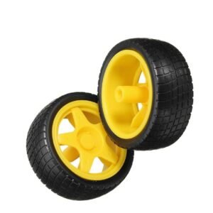 A Pair of Yellow Rubber Tire Wheel for Robots