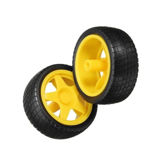 A Pair of Yellow Rubber Tire Wheel for Robots