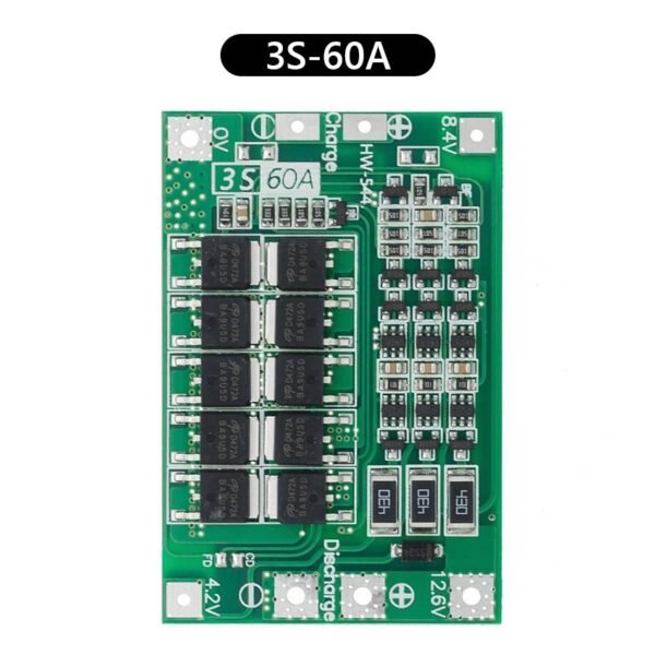 BMS 3S 60A 12.6V Cell 18650 Li-ion Lithium Battery Charging BMS Board Balanced Charging Module